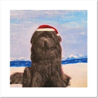 Christmas Newfoundlland Dog Posters and Art